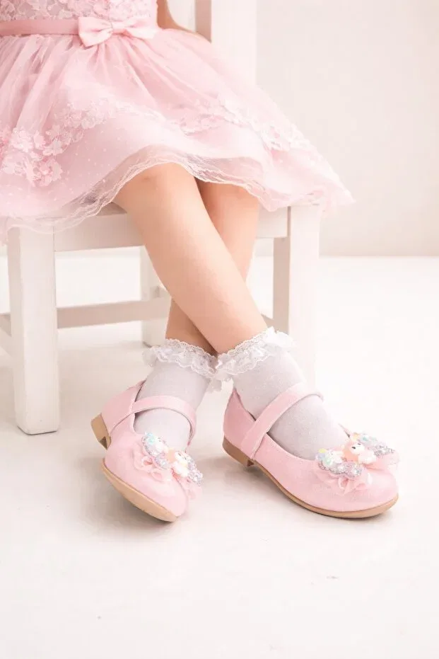Детские балетки для девочек с принтом Minibonito, Pink — фото 2