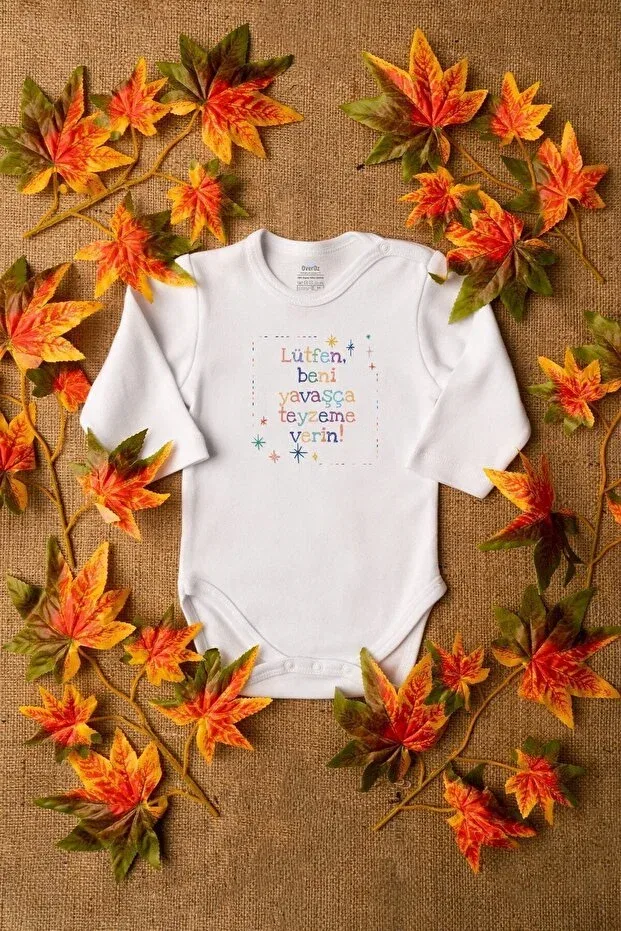 Детское боди с длинным рукавом с принтом Give me gently to my aunt Overoz, Long White