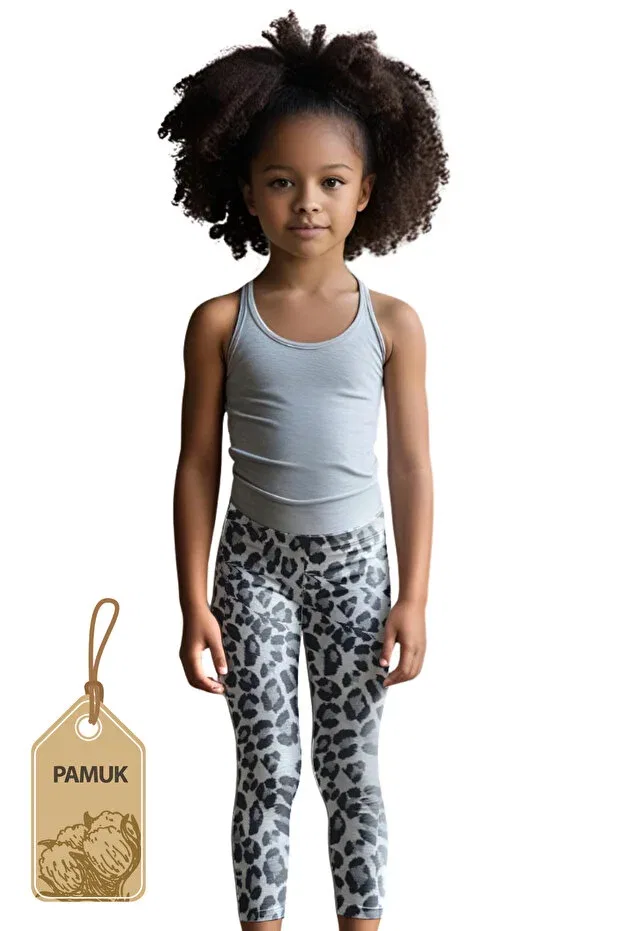 Детские леггинсы для девочек с принтом Mk Mukko Kids, Green Yellow — фото 4