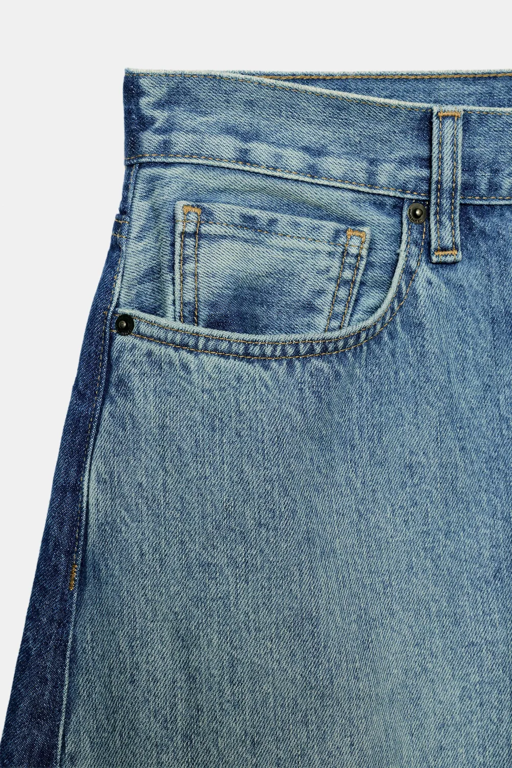 Джинсы ZW Collection средней посадки в стиле пэчворк, облегающие фигуру. ZARA, Blue — фото 4