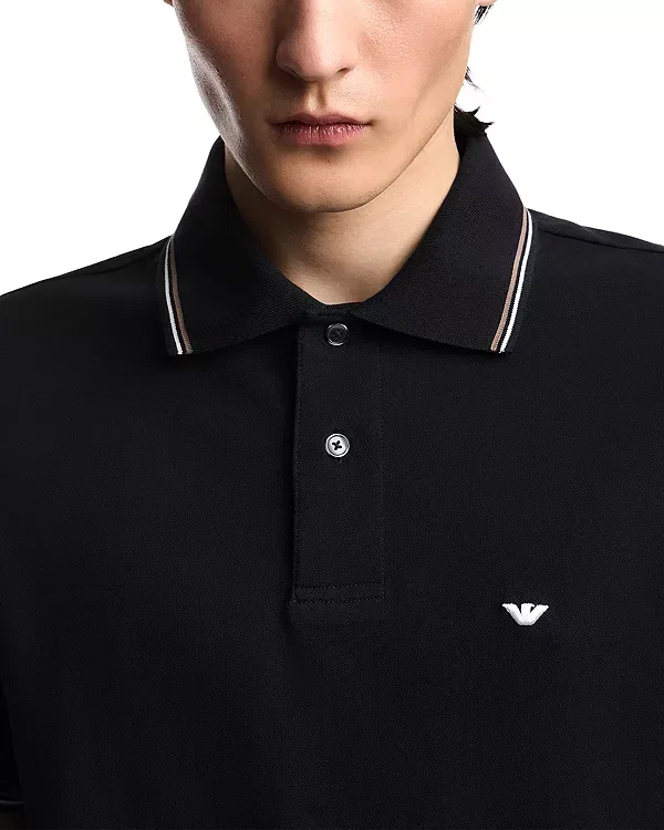 Мужское поло с коротким рукавом Essential Stretch Cotton Polo Emporio Armani, Navy Blue — фото 4