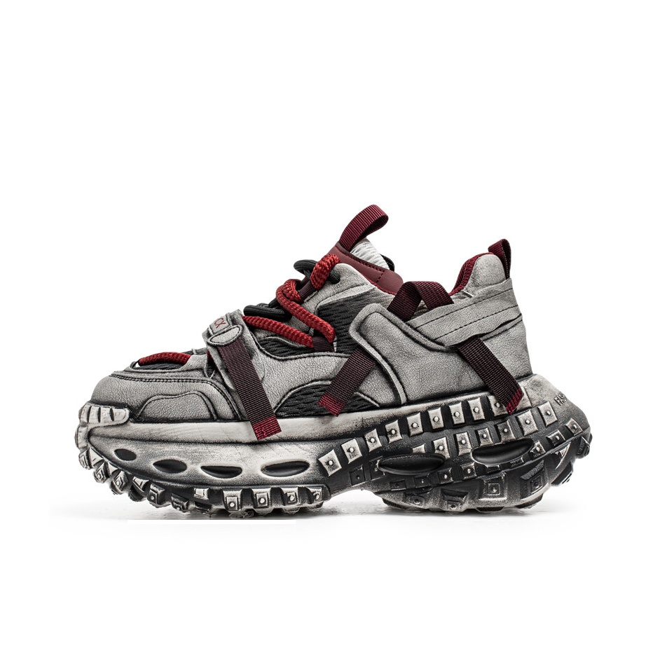 

YUZHAOLIN Абразивостойкие дышащие легкие утолщенные кроссовки на низком ходу с эффектом увеличения роста мужские серо-красные, цвет Gray Red