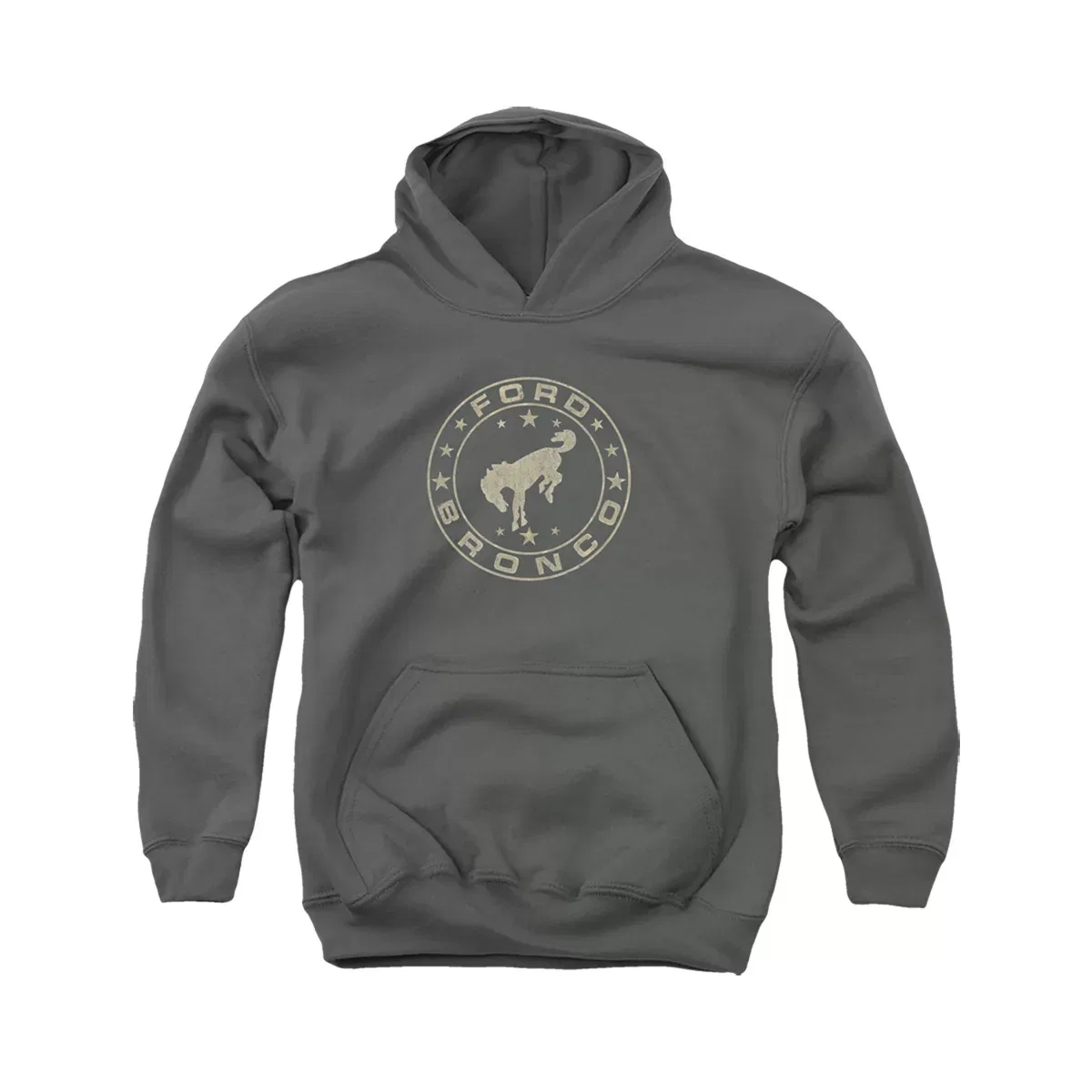 Детский худи с принтом Ford Bronco Vintage Star Bronco LOGOVISION, Charcoal