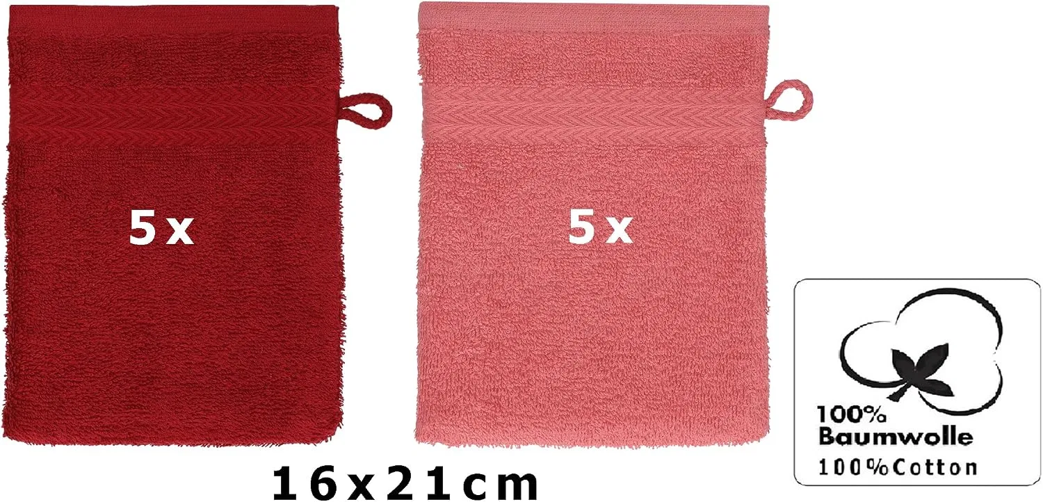 Мочалки для лица набор 10 шт Betz, 16x21 см, Ruby Red & Raspberry — фото 2