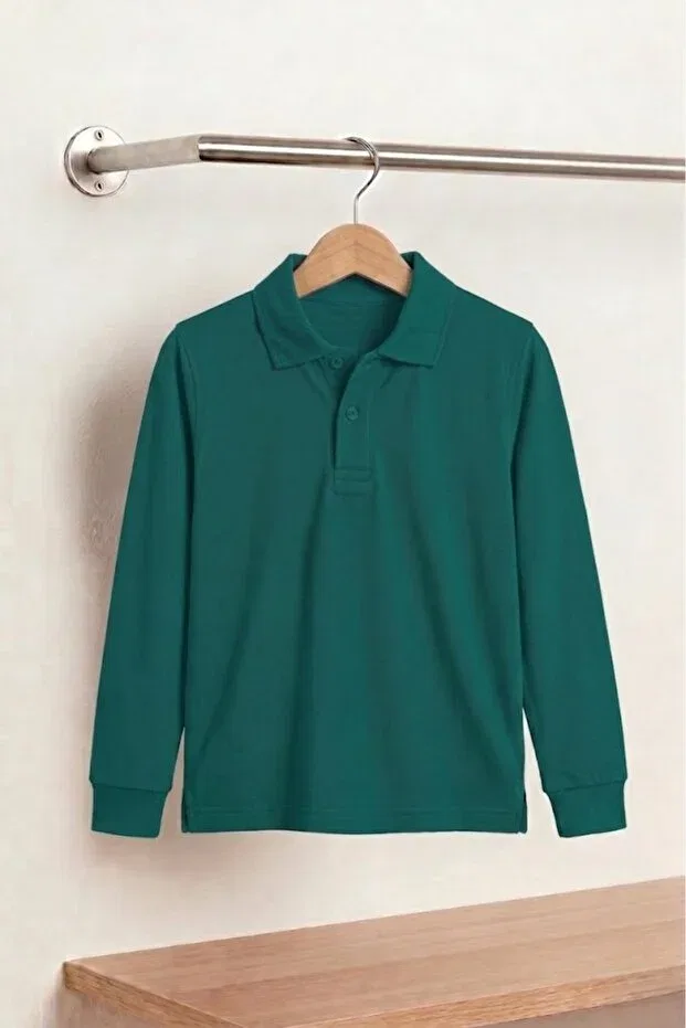 Детская футболка для девочек с длинным рукавом поло Nacar Store, Emerald Green
