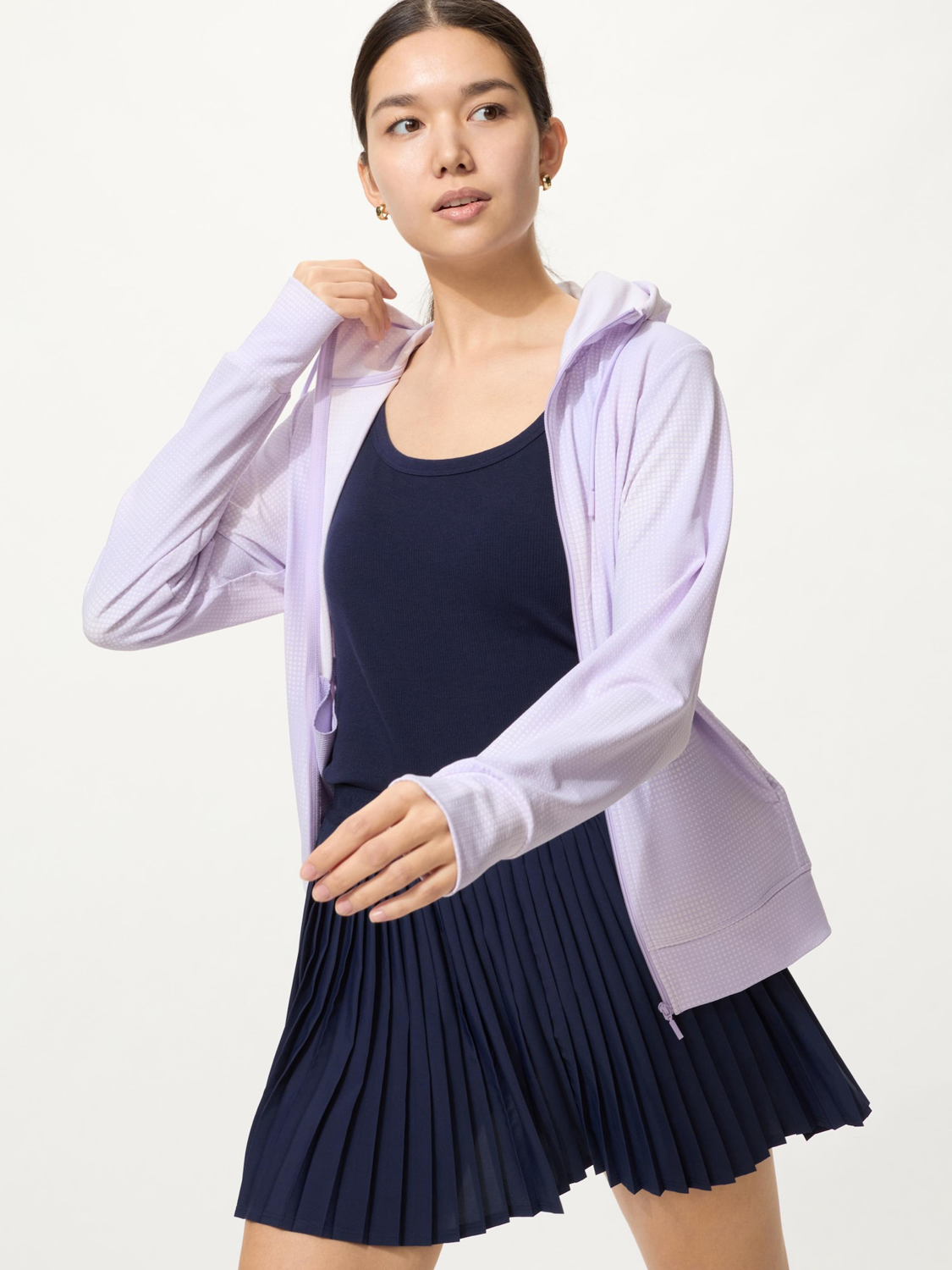 Толстовка Uniqlo AIRism UV Protection Mesh Full-Zip, 71 фиолетовый