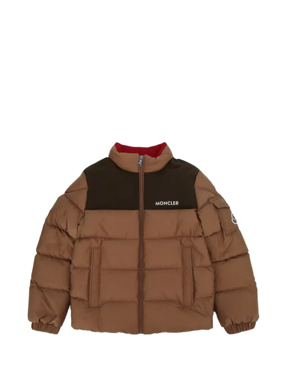 Стеганая куртка с логотипом Sormor Moncler Enfant, коричневый