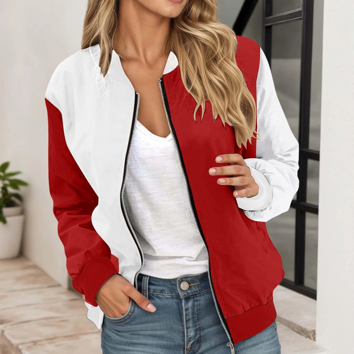 Женская куртка-бомбер с длинным рукавом College Blouson, Red — фото 3