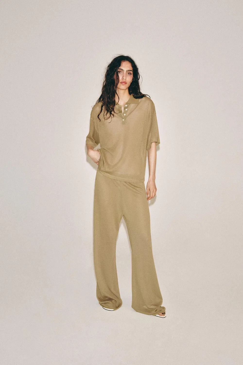 Брюки прямого типа ZARA, Olive green