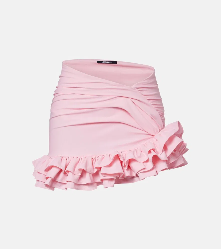 Мини-юбка из трикотажа с оборками Playa Jacquemus, розовый