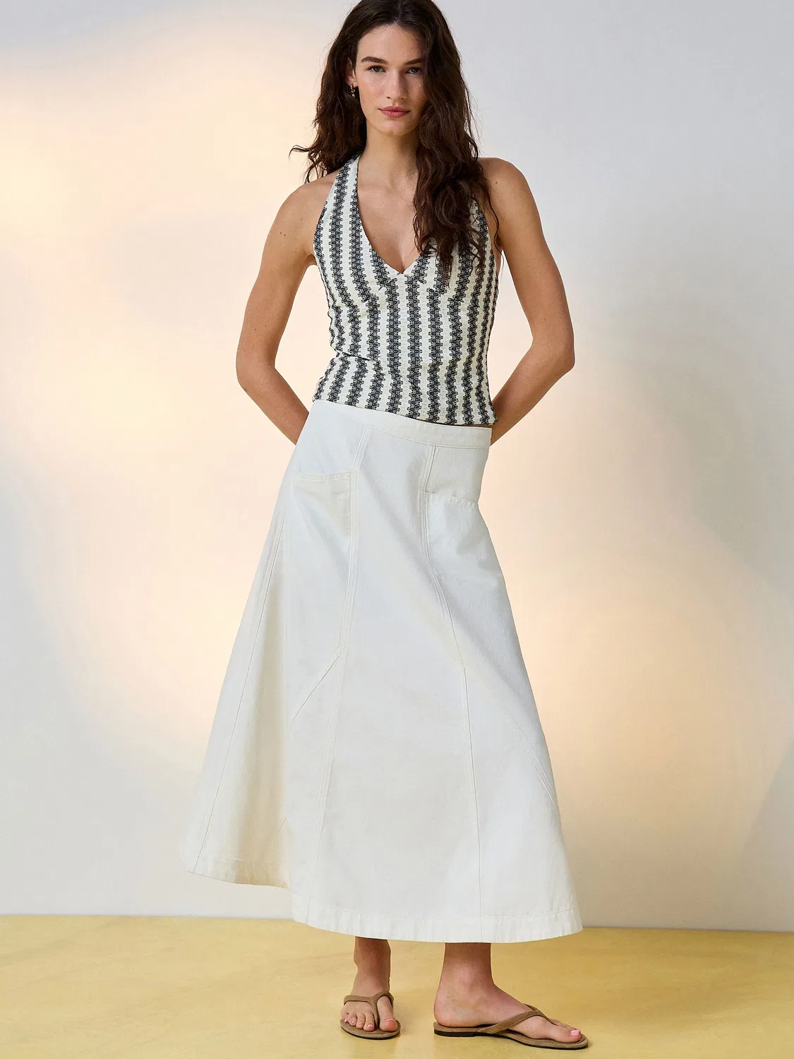 Юбка джинсовая макси, White Denim Maxi Skirt Next, белый