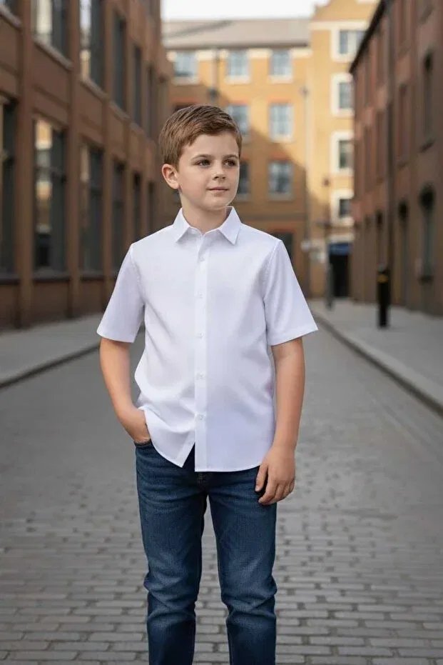 Детская рубашка для мальчиков с коротким рукавом Louis Kids, White — фото 2