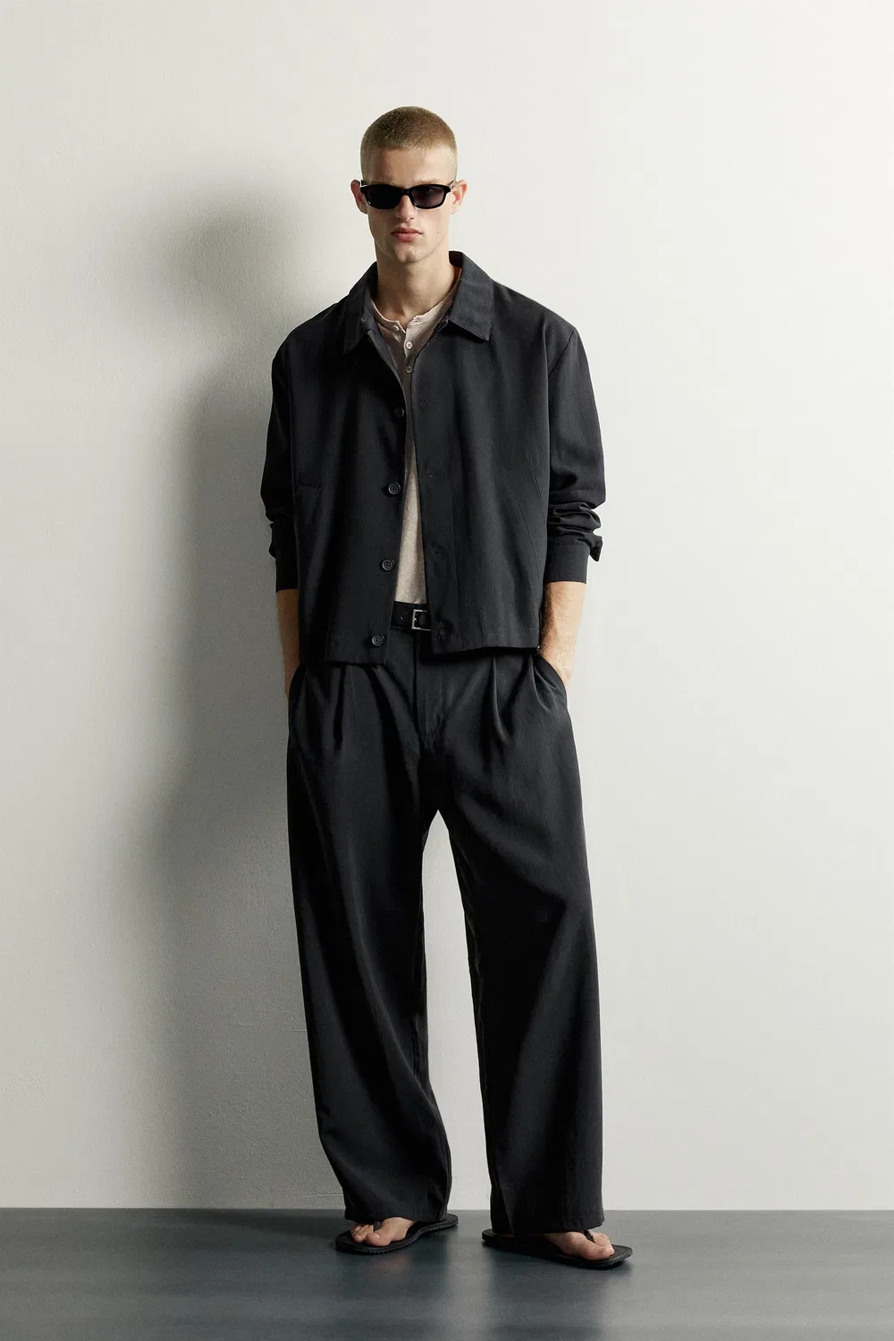 Рубашка свободного кроя ZARA, Black