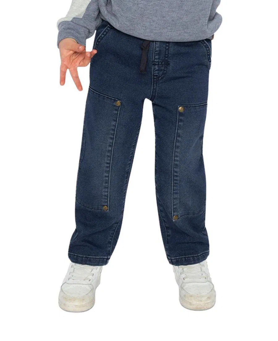 Детские джинсовые брюки из французского футера с карго-карманами Boys Must-Haves Deux par Deux, Navy Blue Denim — фото 2