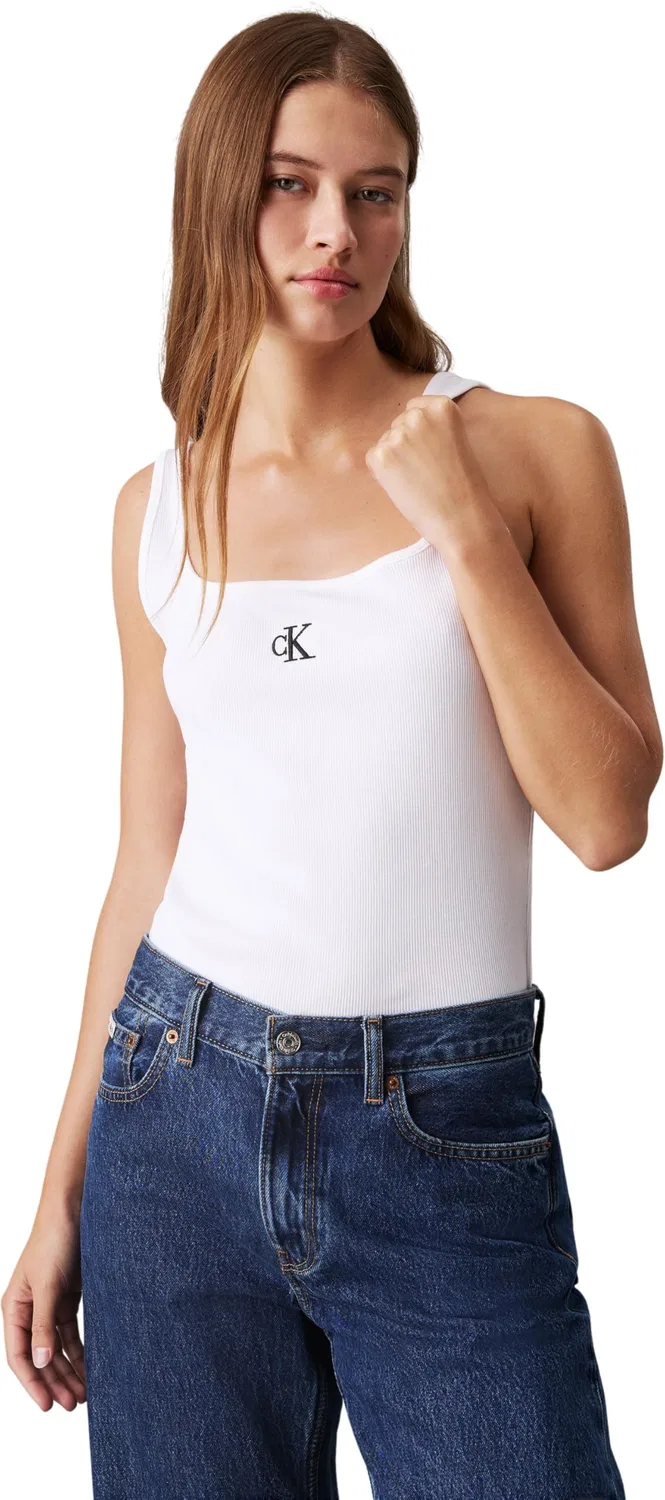 Женский топ с ребристой текстурой Calvin Klein, Bright White