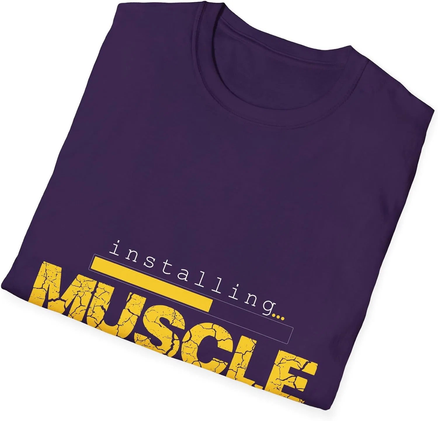 Мужская футболка с принтом Installing Muscle Please Wait Gildan 64000, Purple — фото 4