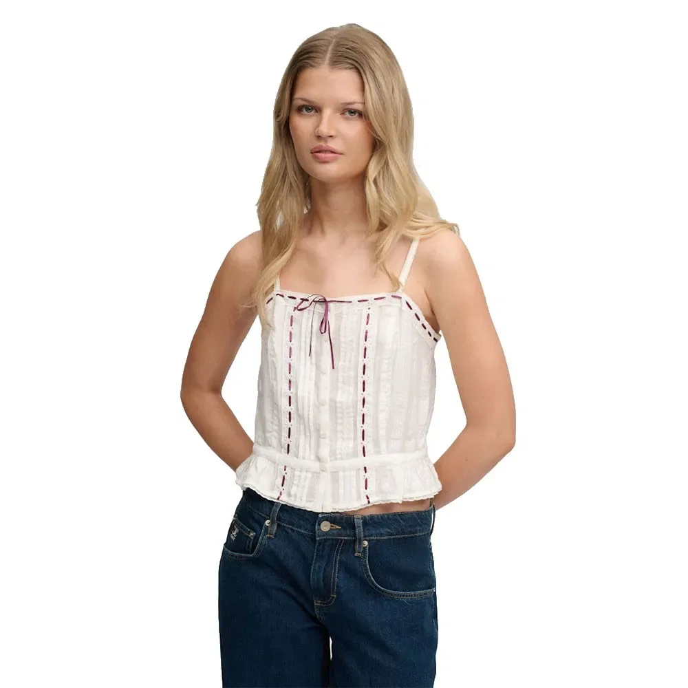 Топ кружевной без рукавов Lace Cami Superdry, белый