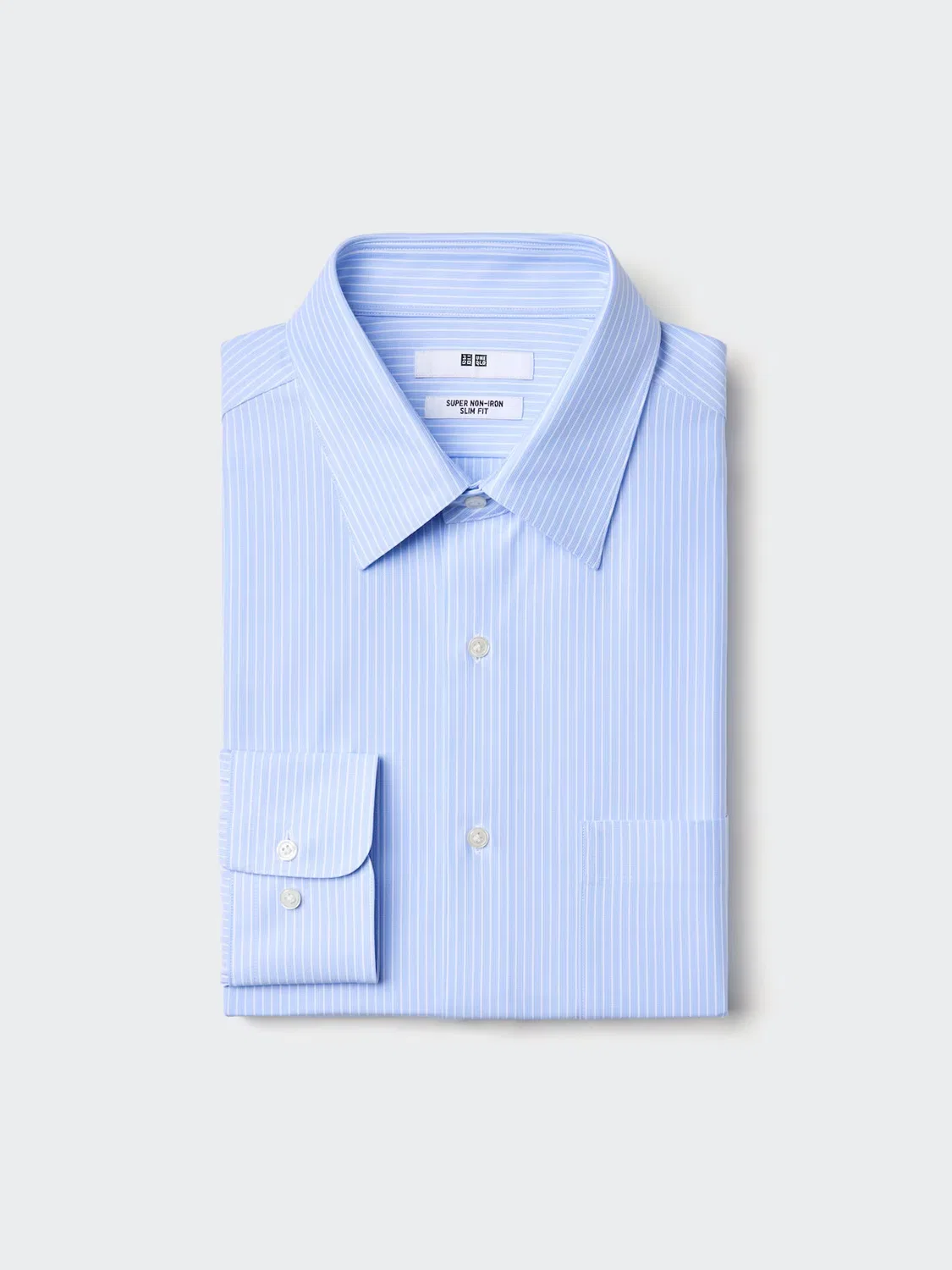 Рубашка Uniqlo в полоску, эластичная, не требующая глажки, синий
