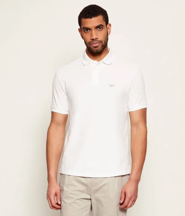 Мужское поло с двойным лицом Double Face Polo Emporio Armani, белый