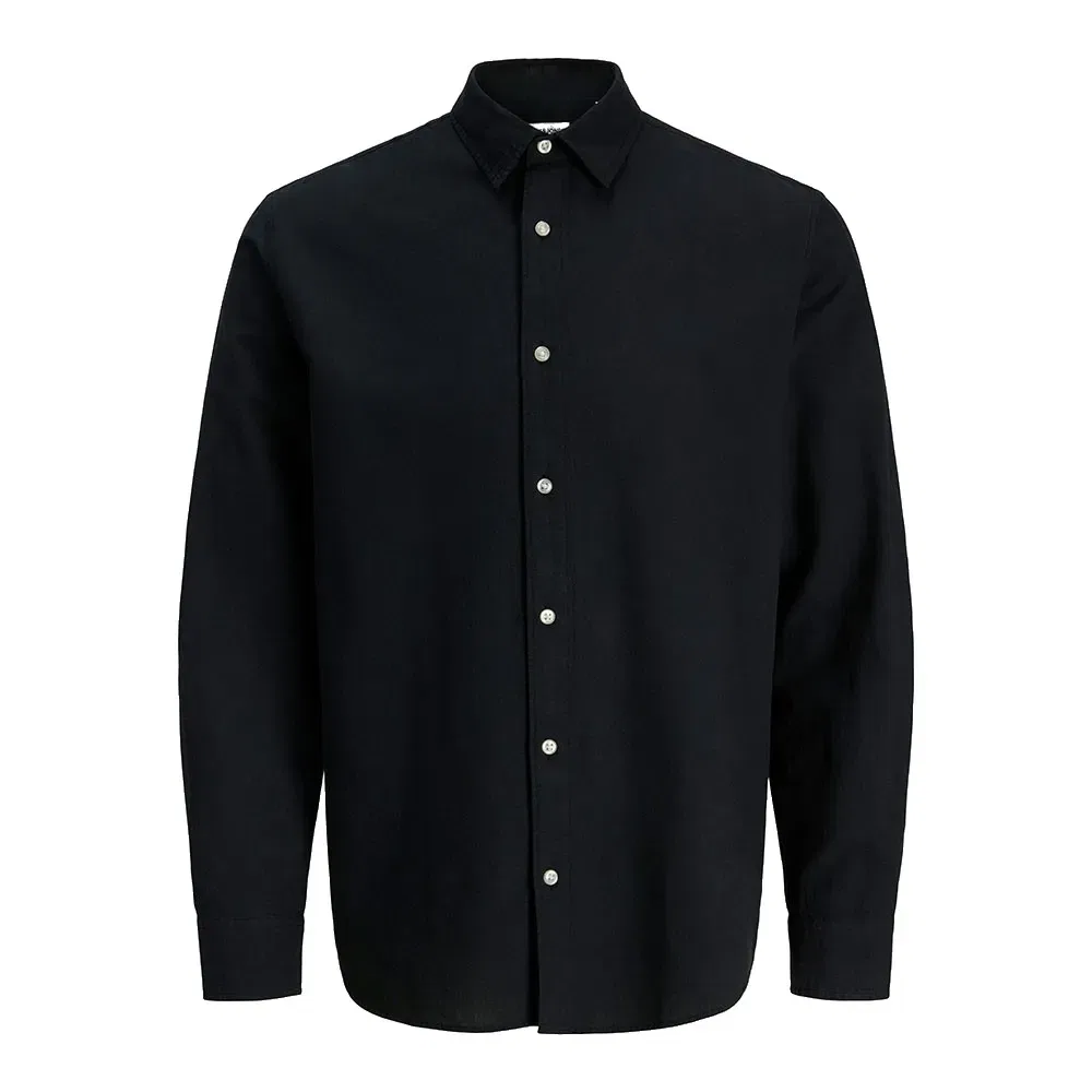 Рубашка длинный рукав льняная Breeze Linen Jack & Jones, черный