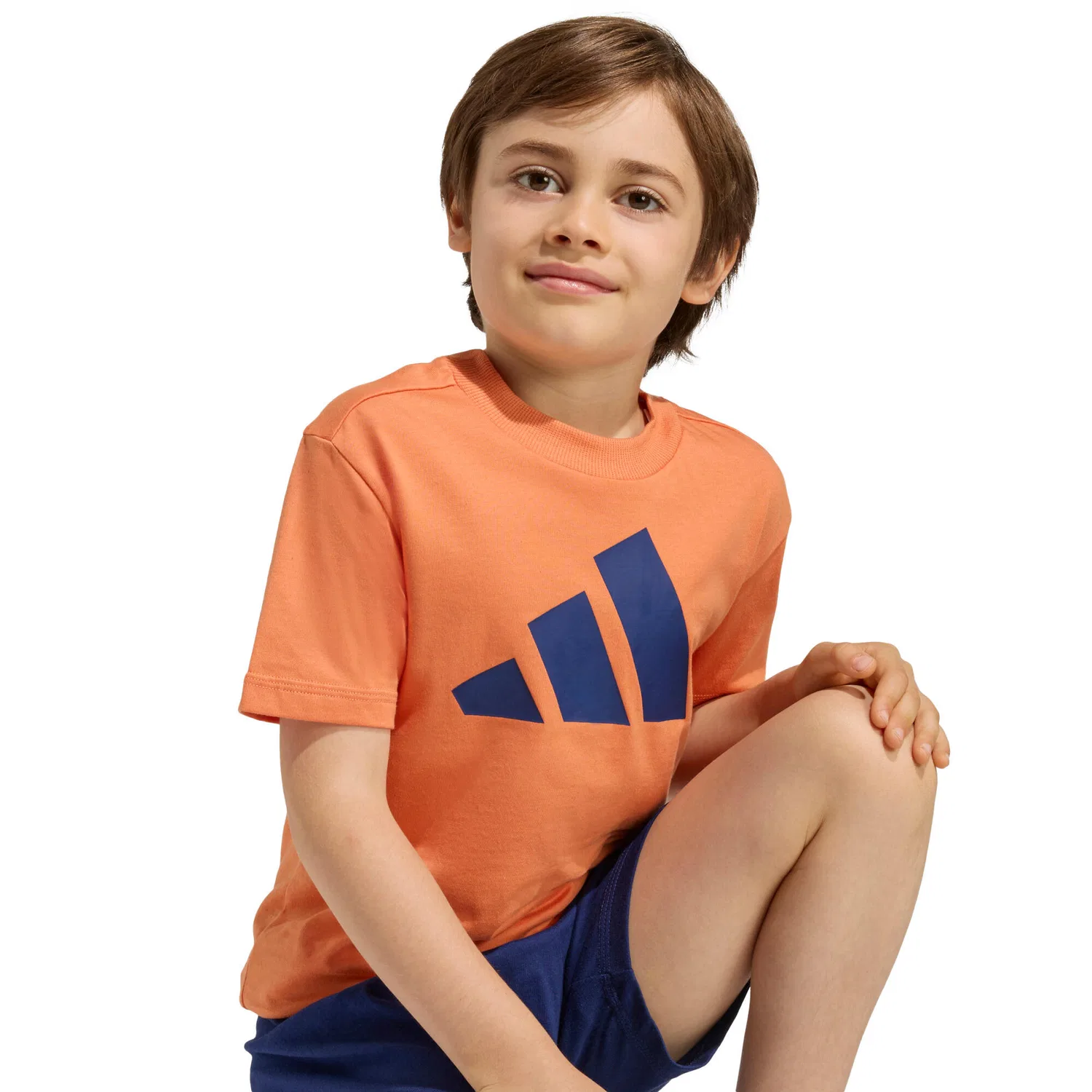 Детский комплект из футболки и шорт с принтом LK BL T-SET Adidas, Mango Navyblau Orange — фото 3