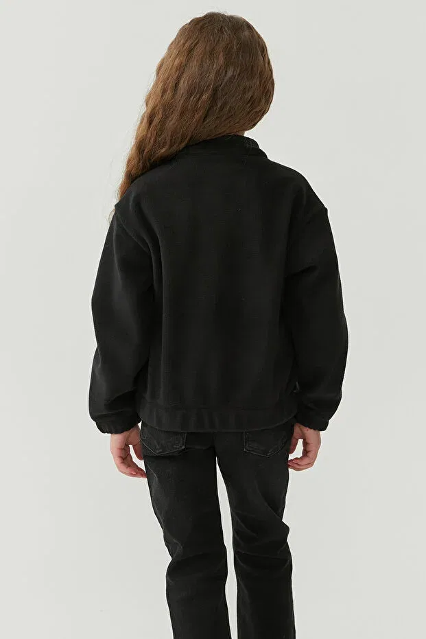 Детское пальто для девочек из искусственной кожи Paulmark, Black — фото 4