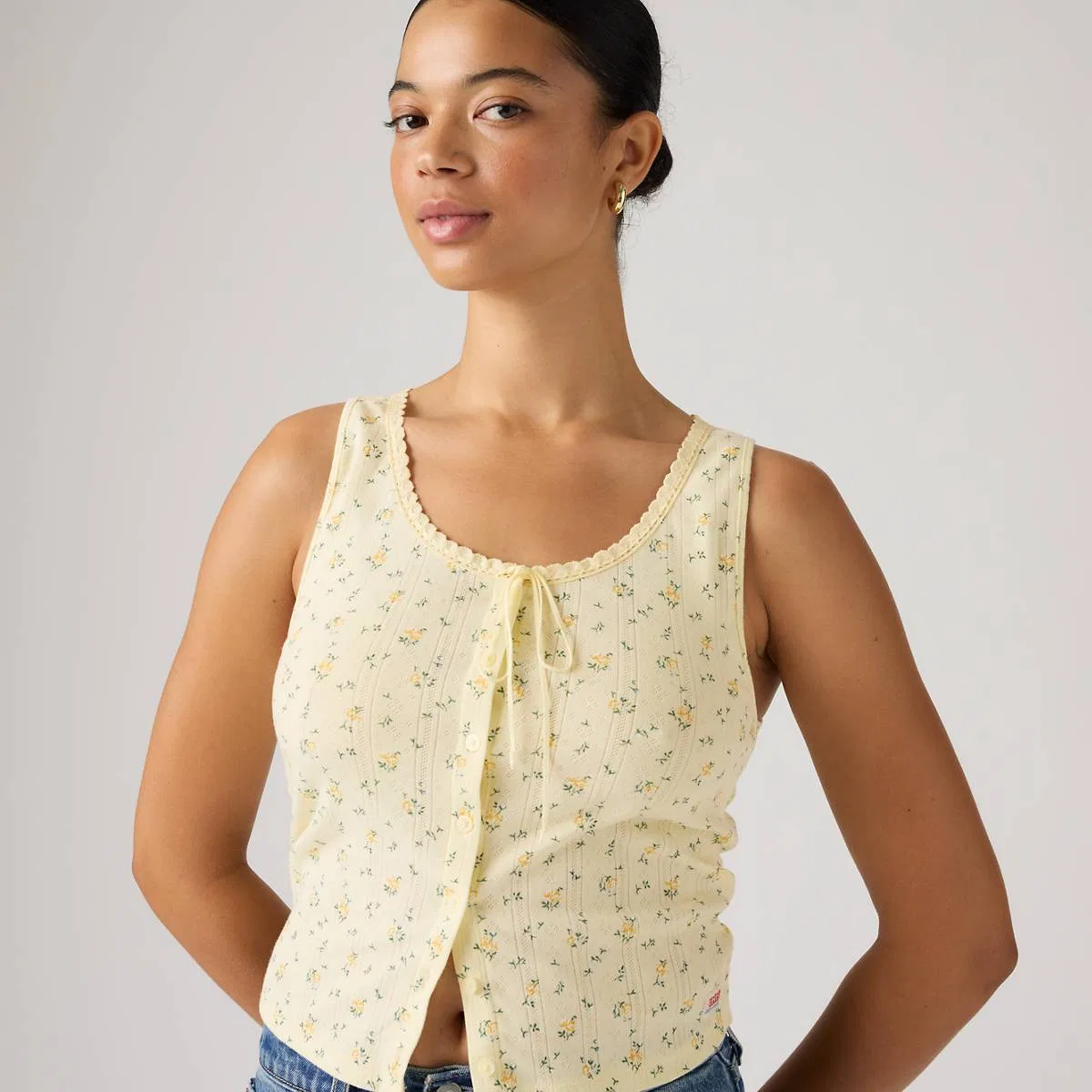 Топ из кружева с ажурной отделкой из сухих материалов Levi's, Isabel Floral Pear Sorbet - Multi-Color — фото 2