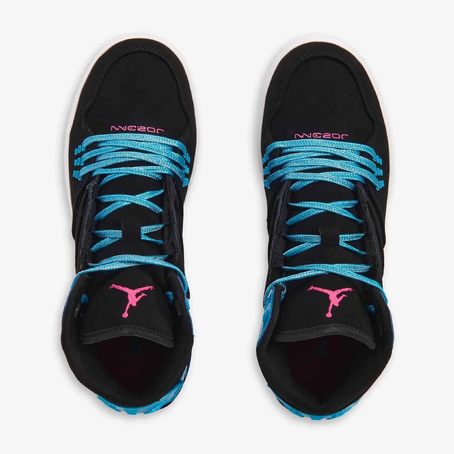 Детские кроссовки средней высоты 1 Flight Jordan, Black/Pink/Blue — фото 3
