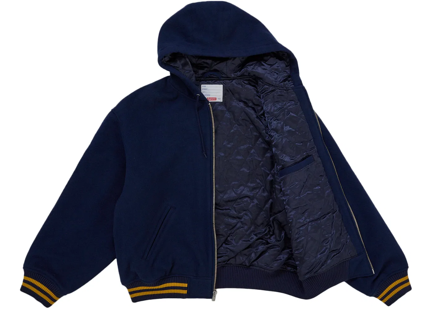 Мужская куртка-бомбер с капюшоном Larry Clark Hooded Varsity Supreme, темно-синий — фото 2
