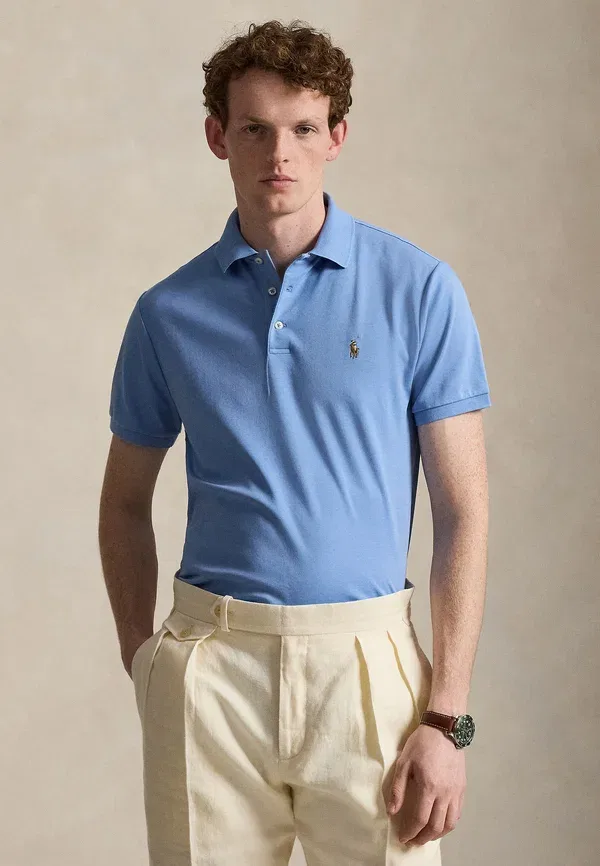 Поло из хлопка Polo Ralph Lauren, небесно-голубой