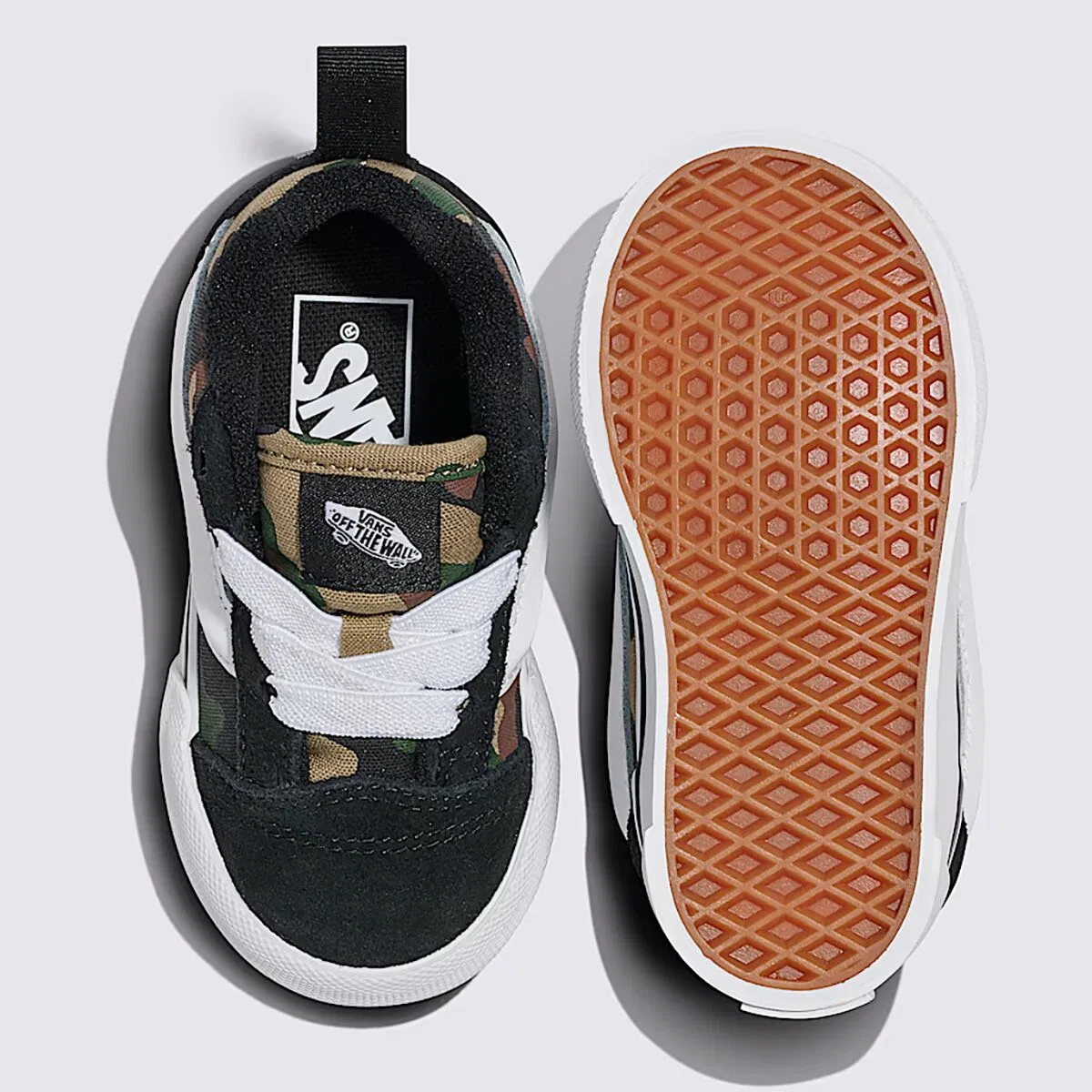 Детские кеды для мальчиков с эластичной шнуровкой Knu Skool Elastic Lace Shoe Vans, Camo Black/Green — фото 3