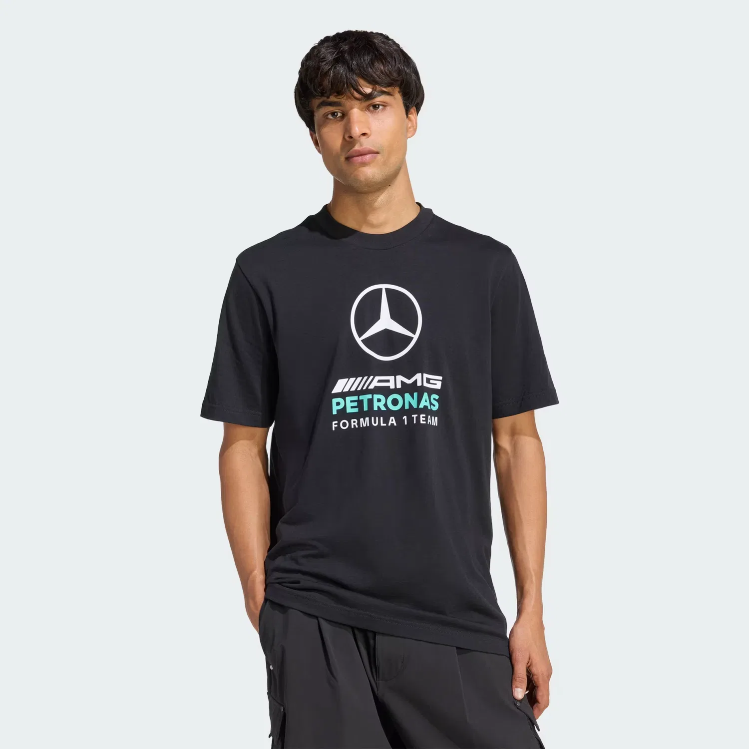Мужская футболка с вышитым логотипом Mercedes - AMG Petronas Formula 1 Team DNA Graphic Adidas Performance, черный/semi mint rush