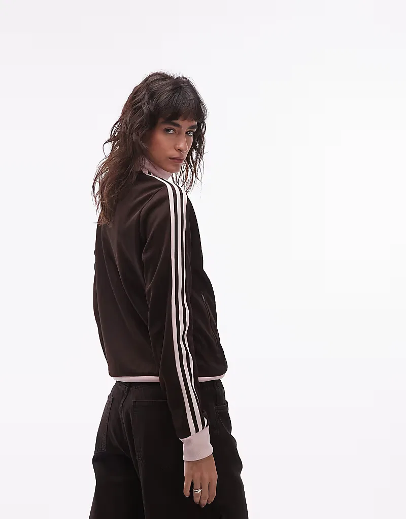 Классическая спортивная куртка Adidas Originals коричневого и, розовый — фото 4