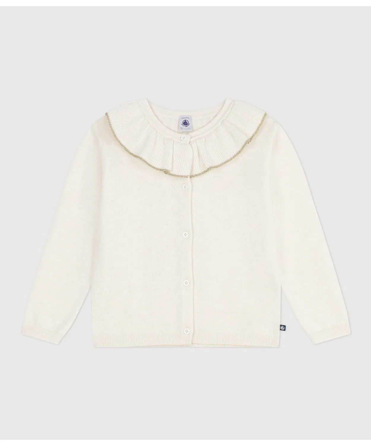 Детский кардиган с длинным рукавомPETIT BATEAU, White/Grey
