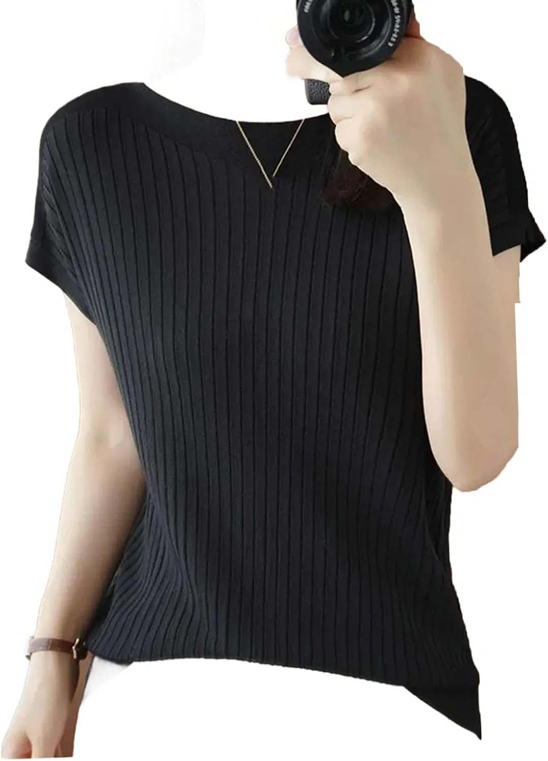 Женский джемпер с круглым вырезом Casual, Black