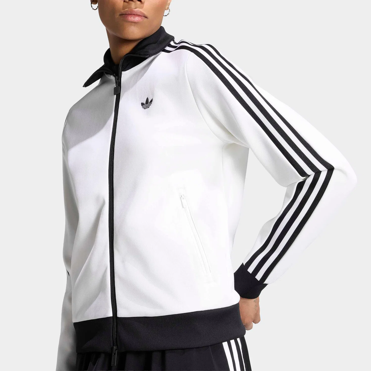 Худи на молнии Adidas Originals Classic белого цвета — фото 4