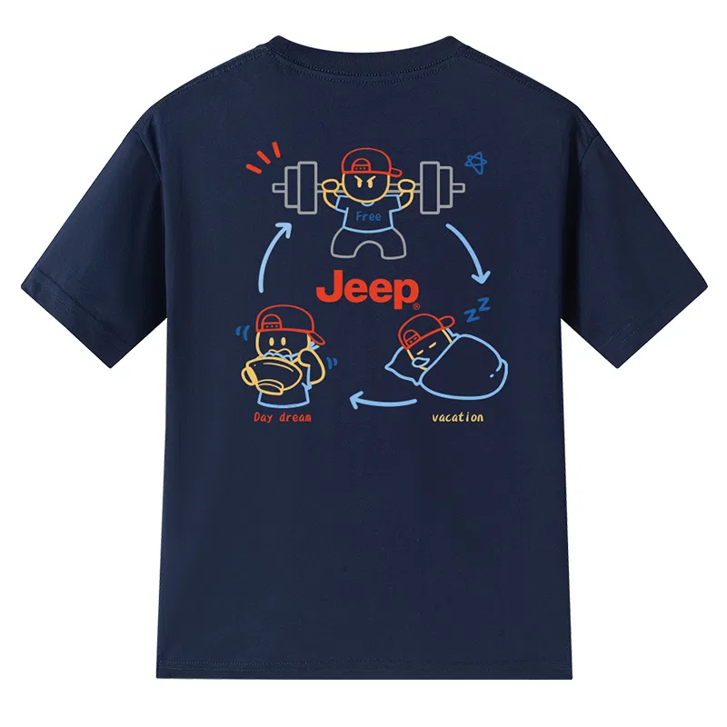 Детская футболка хлопковая с принтом Jeep, Цвет: Navy