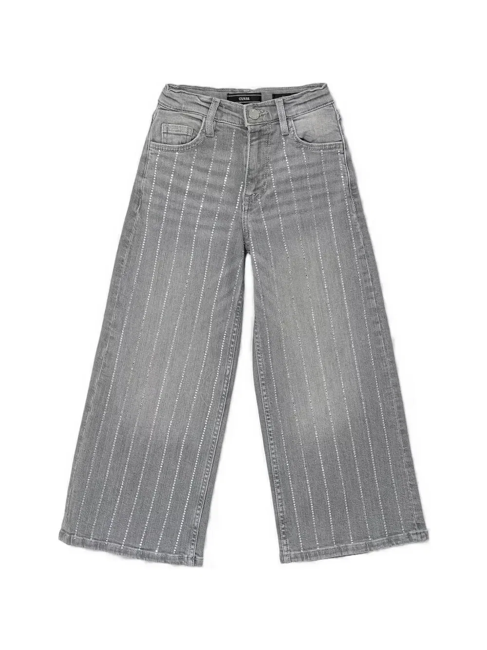 Джинсы широкого кроя со стразами Guess Kids, серый