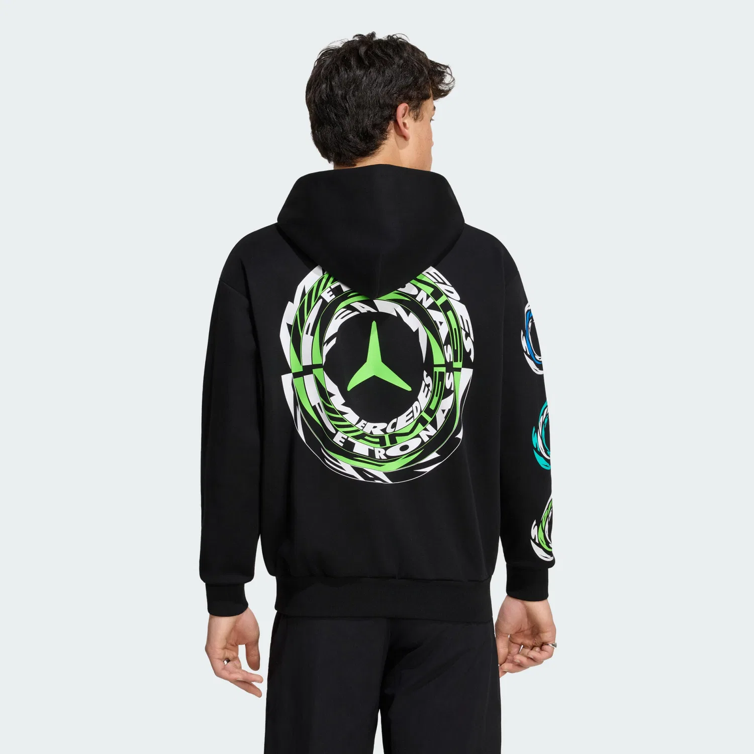Мужское свободное худи с принтом Lights On Hoodie Adidas, Schwarz — фото 3