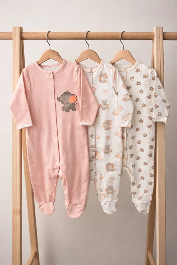 Детский комплект боди-комбинезонов для девочек с принтом Simurg Baby, Multicolor