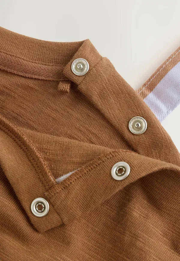 Комплект из топа и брюк хлопковый Set Next rust brown stripe, коричневый — фото 4