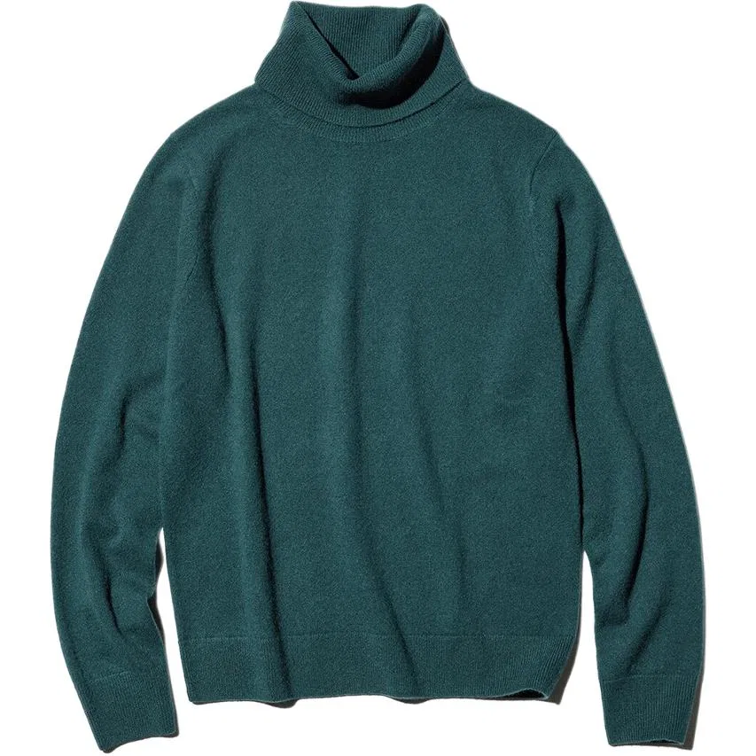 Женский кашемировый свитер с высоким воротником Dark Green UNIQLO, Темно-зеленый