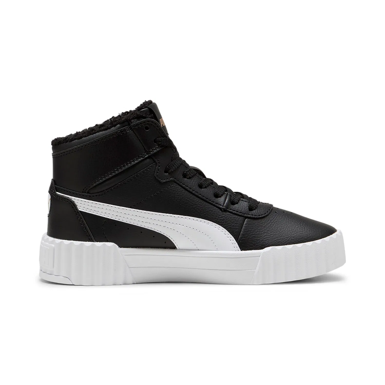 Детские кроссовки с кожаным верхом PUMA Carina 3.0 Mid WTR JR, Black/White — фото 3
