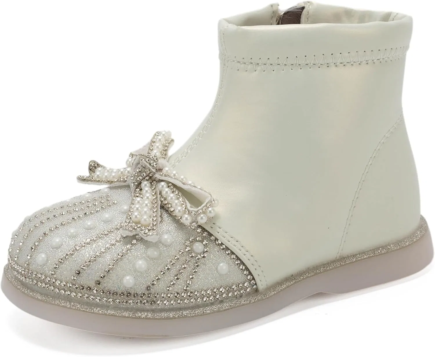 Детские сапоги для девочек с блестками Princess Crystal Bow GOJERP, Beige