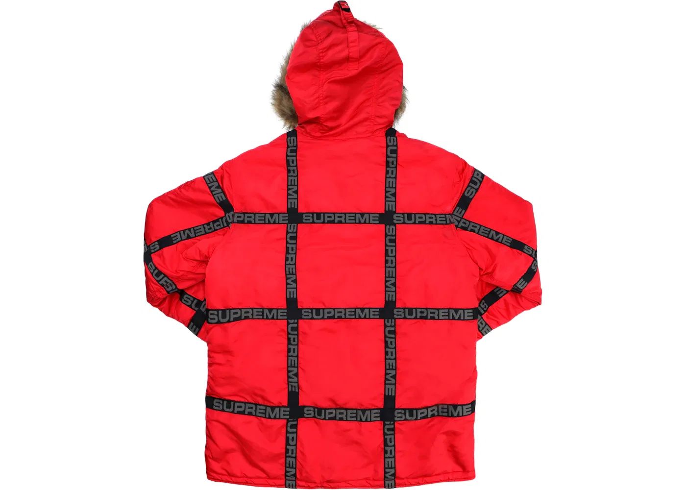 Мужская куртка-парка с принтом Supreme Logo Tape N-3B Parka, Red — фото 2