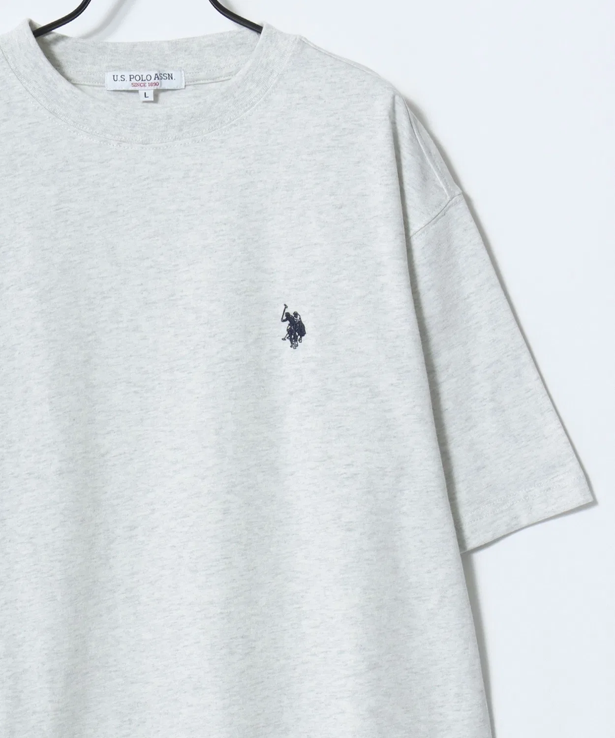 Мужская и женская футболка с длинным рукавомс вышивкой U.S. POLO ASSN., Офф-Белый — фото 4