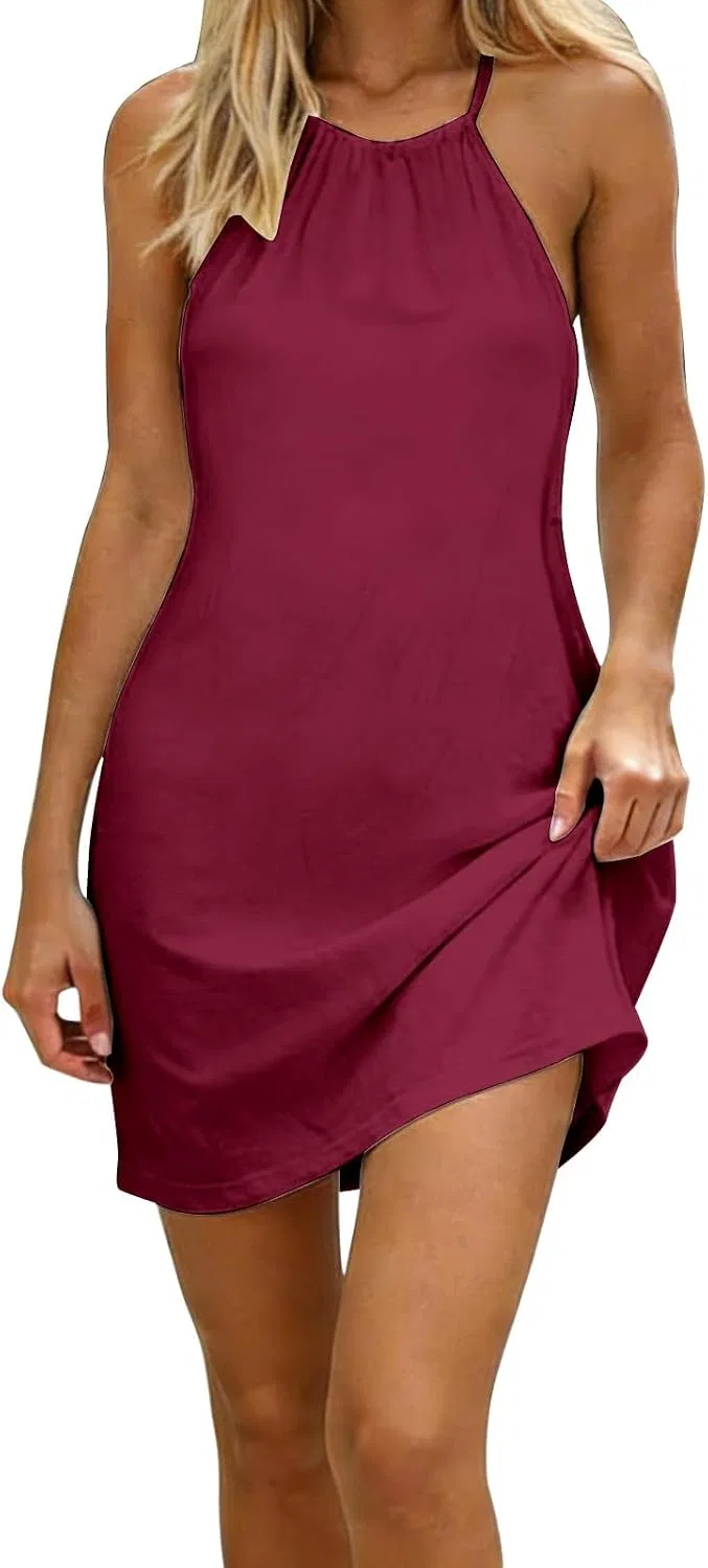 Женское облегающее мини-платье с открытой спиной Summer Backless Dress, Wine