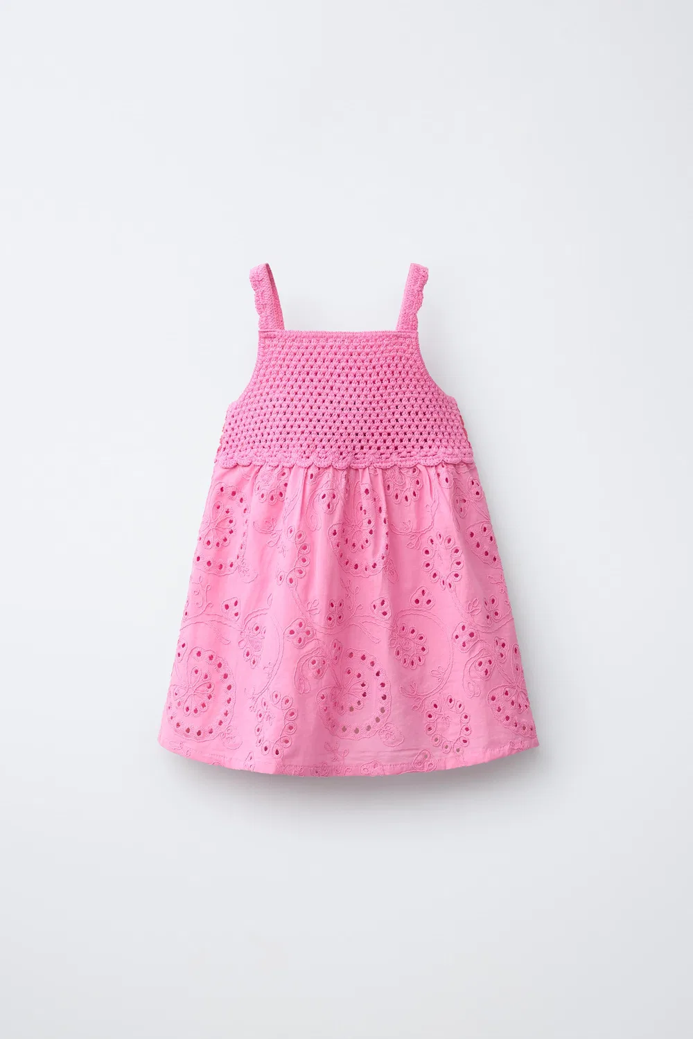 ПЛАТЬЕ С КОНТРАСТНЫМ ВЯЗАНЫМ КРЮЧКОМ И ЦВЕТОЧНЫМ ПРИНТОМ ZARA, Pink — фото 2