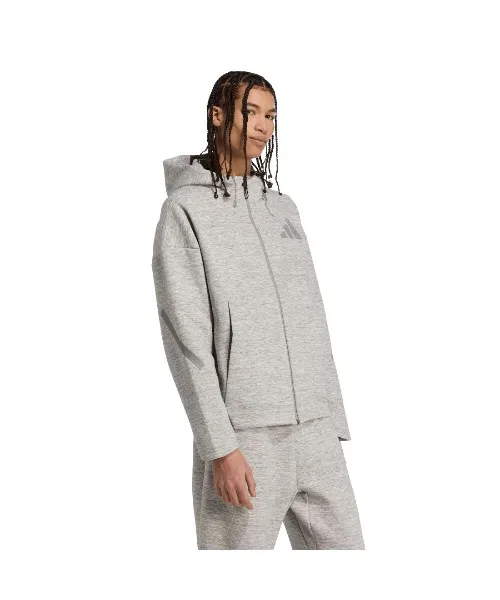 Мужская худи с длинным рукавом на молнии, с логотипом, Z.N.E. Premium Adidas, Grey — фото 3