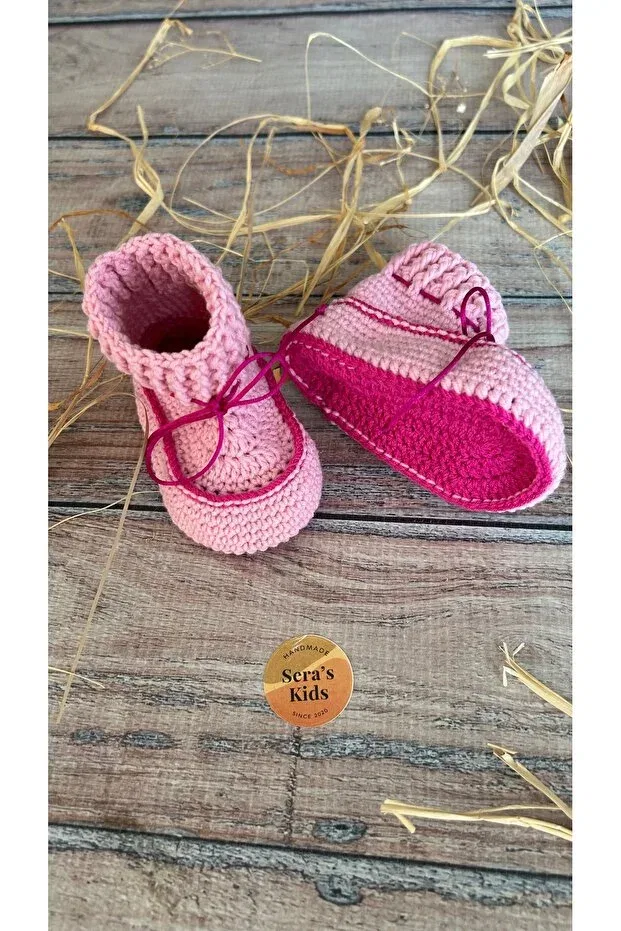 Детские зимние ботинки для девочек вязаные Seraskids, Pink — фото 4